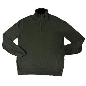 Banana Republic Mens M Sweater 1/4 Zip Cashmere Cotton Green Soft Preppy Work